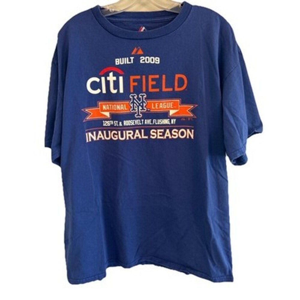 New York Mets Tshirt Men XL Citi Field 2009 Inaugural Season Majestic Blue S/S